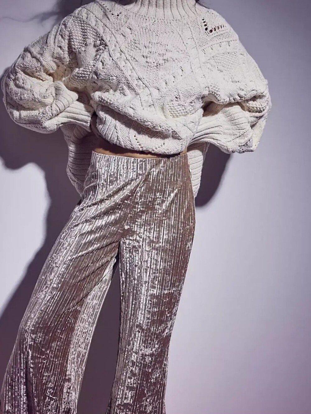 🌸💛 final drop 🌸💜Free People Star Champagne Velvet Flare Pants - Picture 2 of 9